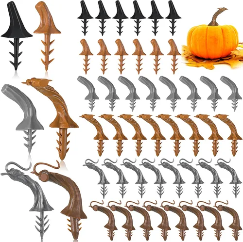 Vista 8 de Maitys 24 tallos de calabaza falsos de Acción de Gracias, tallos de calabaza de plástico para manualidades, suministros de cosecha, manualidades