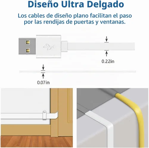 Vista 3 de DIANMU Cable de alimentación de 20 pies con adaptador para Google Nest Cam Blanco