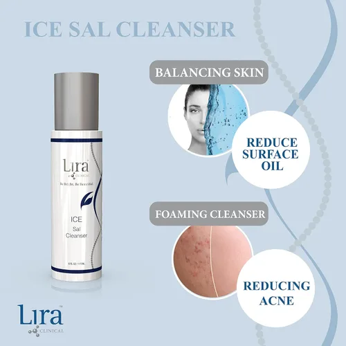 Vista 3 de Lira Clinical Ice Sal Cleanser - Jabón facial refrescante de 6 onzas líquidas para piel grasa y piel propensa al acné, con ácido salicílico