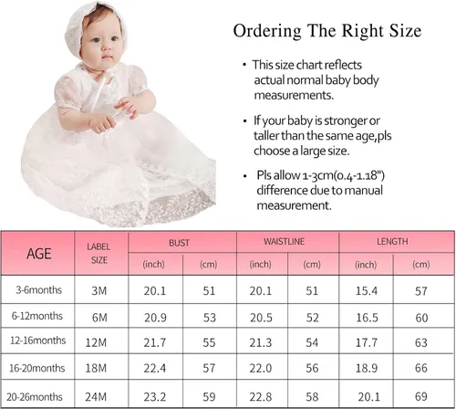 Vista 2 de DPKM Vestido de bautismo para niña 3 piezas bordado bautizo formal para fiesta boda