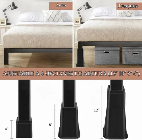 Vista 5 de shouwuhho Elevador de Cama de 8 Pulgadas de Alta Resistencia, Elevador de Muebles de 12" 8" 4" para Mesa, Pata de Escritorio, Sofá, Sofá Cama