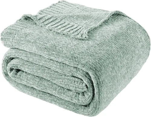 Vista 23 de Manta beige de felpilla suave para sofá, 51 x 67 pulgadas