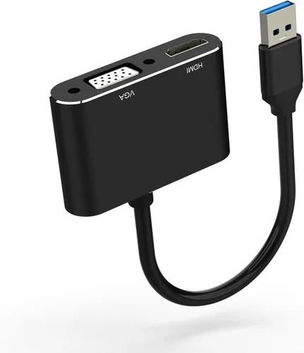 Vista 6 de Adaptador USB a HDMI VGA, 1080P USB 3.0/2.0 a HDMI VGA, USB macho a HDMI VGA hembra compatible con Windows XP/7/8/8.1/10/11, Mac, dispositivos