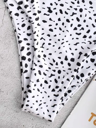 Vista 5 de ZAFUL - Traje de baño de dos piezas, cuello redondo, bikini, de cintura alta, para mujer