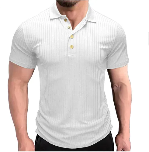 Vista 9 de Short Sleeve Button Up Shirts for Men Casual Stylish Striped Summer Tee Regular-Fit Big and Tall Black T Shirt