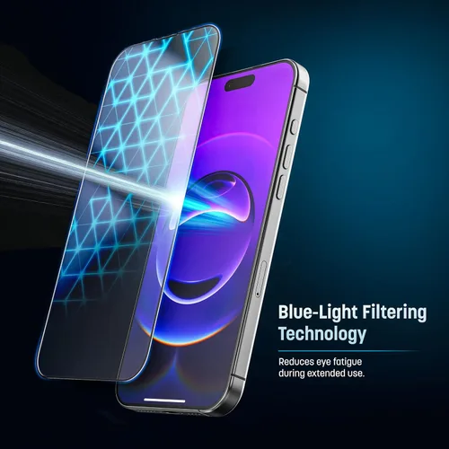 Vista 3 de magglass Protector de pantalla de bloqueo de luz azul diseñado para iPhone 13 Pro Max Protector de pantalla de vidrio templado