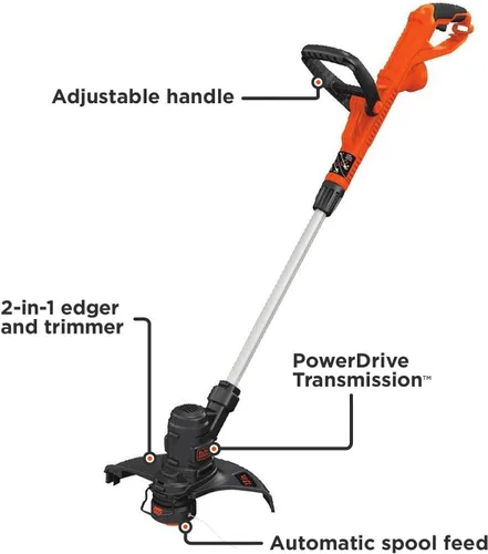 Vista 6 de American Lawn Mower Company 1204-14 Cortacésped de carrete de empuje de 4 cuchillas de 14 pulgadas, rojo y negro+Decker ST8600 5.0 AMP 13 pulgadas