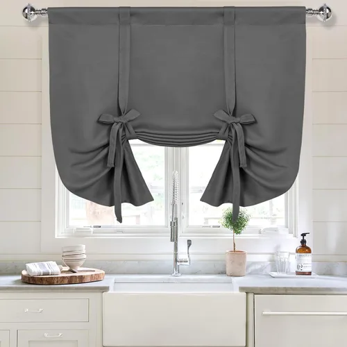 Vista 62 de DWCN Cortinas Opacas - Persiana Enrollable con Lazos para Ventana, Aislamiento Térmico, Oscurecimiento de Habitación, Cortinas con Bolsillo