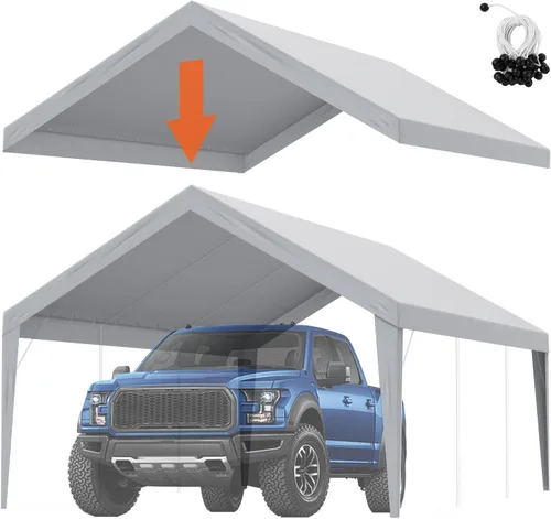 Vista 100 de VEVOR Cobertizo Tienda de Almacenamiento Exterior Portátil Resistente de 6 x 8 x 7 pies, Refugio de Cochera Garaje Impermeable con Puerta Enrollable