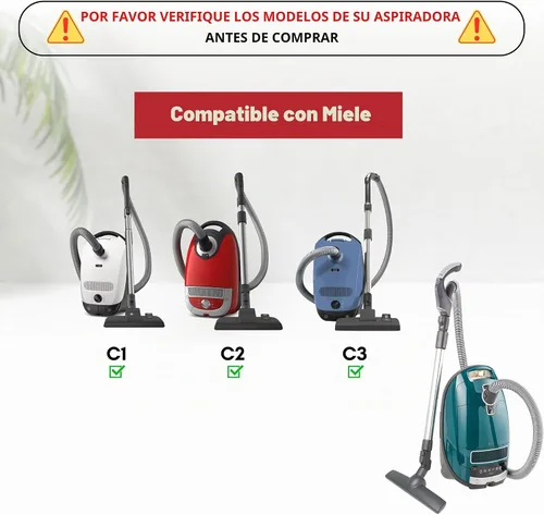 Vista 2 de Para Miele, accesorios de cepillo de aspiradora de pelo de caballo con ruedas compatibles con Miele C1, C2, C3 - Accesorios de aspiradora
