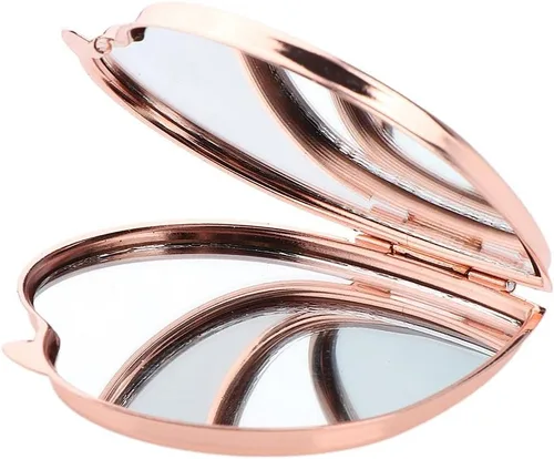 Vista 6 de DYNWAVE Monedero de espejo de maquillaje en forma de corazón para mujer, oro rosa