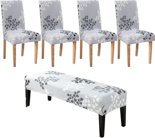 Vista 18 de HAOYONG Funda para Silla de Comedor con Estampado, Funda Desmontable Lavable para Silla Parsons, Protector de Asiento Removible para Comedor, Hotel