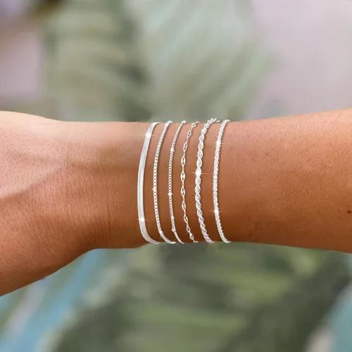 Vista 4 de Pulseras de oro para mujer, pulsera de oro de 14 quilates y plata para mujer, pulseras delicadas para mujer, a la moda, impermeables, juego