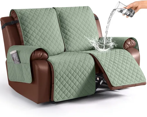 Vista 48 de KinCam Funda impermeable para sofá biplaza reclinable, funda antideslizante para sofá reclinable de 2 asientos, funda de sofá reclinable, protector