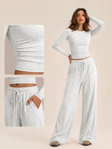 Vista 5 de Trendy Queen Conjuntos de descanso de otoño de 2 piezas para mujer 2026 Gris
