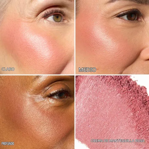 Vista 2 de LAURA GELLER NEW YORK Blush-n-Brighten - Rubor horneado marmoleado, tono Pink Buttercream (crema de mantequilla rosa) y brocha angular, 47mm 01