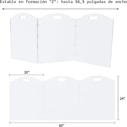 Vista 3 de Puertas independientes de acrílico transparente para perros para la casa, puertas plegables de 3 paneles para mascotas, para puertas, escaleras