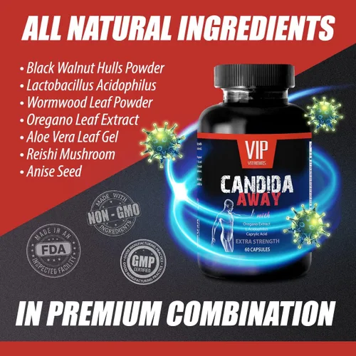 Vista 8 de Polvo orgánico de hongos Reishi - CANDIDA AWAY - Limpieza digestiva (2 botellas de 120 cápsulas) - Suplemento anti crecimiento excesivo - Extracto