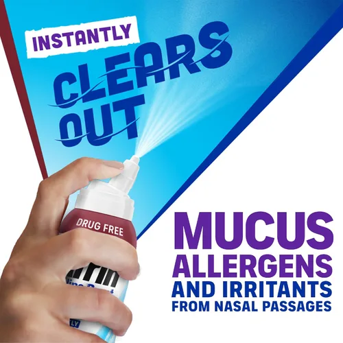 Vista 3 de Afrin Aerosol nasal salino con pulverización diaria hidratante, solución salina isotónica de agua de mar con doble boquilla para el alivio diario
