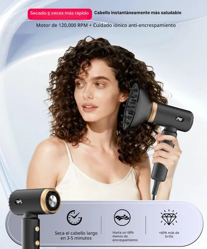 Vista 3 de Secador de pelo de viaje, mini secador iónico de doble voltaje para secado rápido, secador de pelo compacto y ligero con difusor magnético