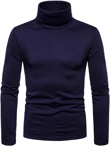 Vista 6 de Camiseta para hombre 2023 de manga larga con cuello alto, suéter térmico sólido térmico ajustado básico