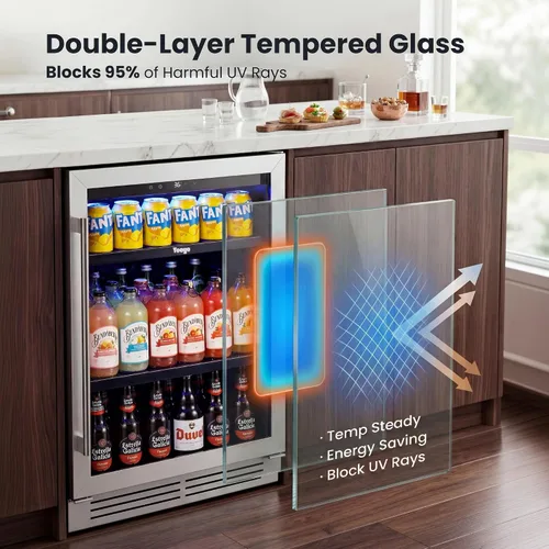 Vista 6 de Yeego Refrigerador de bebidas de 24 pulgadas - Refrigerador de bebidas de Plateado
