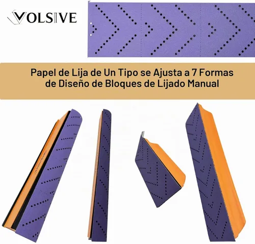 Vista 5 de VOLSIVE Juego de 7 piezas de bloque de lijado manual, almohadilla de lijado manual rectangular, gancho y bucle intercambiables de formas variadas