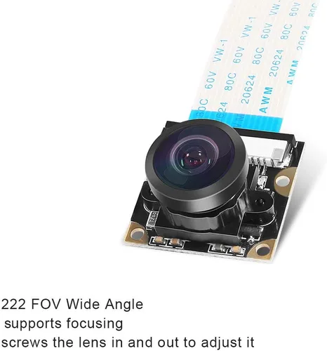 Vista 3 de DORHEA Cámara Raspberry Pi 4 B - 222 FoV Fisheye Cámara Web Gran Angular Con Visión Nocturna, 5 Megapíxeles 1080p OV5647 Módulo de Video para Pi