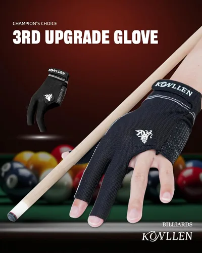 Vista 4 de KONLLEN Breathable Billiards Gloves, Left/Right Hand Three-finger design, mesh palm, adjustable wrist strap, secure grip for pool and snooker