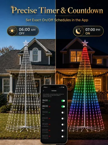 Vista 8 de Popotan Árbol de Navidad de Halloween para exteriores, 7 pies 295 LED