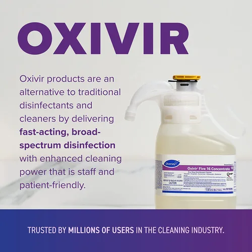 Vista 8 de Oxivir Diversey 5019296 Five 16 Limpiador líquido desinfectante de fuerza hospitalaria de un solo paso, peróxido de hidrógeno acelerado, concentrado