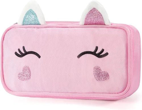 Vista 7 de AO ALI VICTORY Lindo estuche para lápices para niñas, mujeres, niños, unicornio suave, estuche para bolígrafos, bolsa de papelería de gran