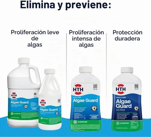 Vista 6 de HTH 67084 Pool Care Algae Guard Advanced, Eliminador de todas las algas para piscinas - Acción rápida, destruye y previene las algas verdes, negras