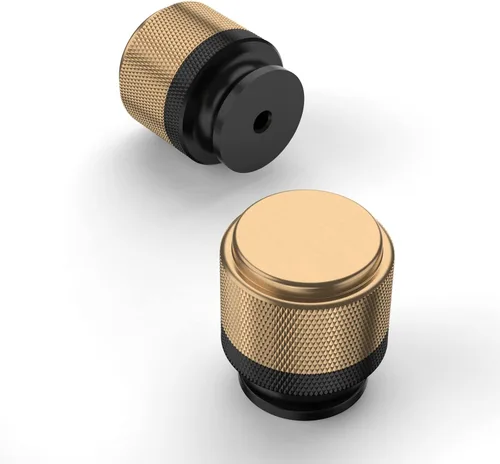 Vista 10 de Amerdeco ZH0031 - Juego de 10 tiradores de gabinete de oro cepillado de 3 pulgadas (76mm) con agujero central, tiradores para cajones, herrajes