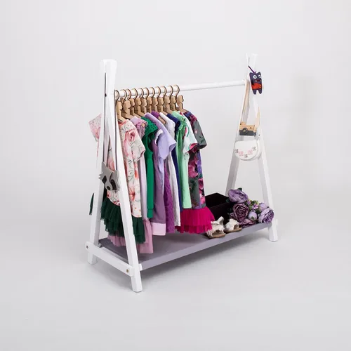 Vista 7 de Armario para niños, armario abierto Montessori, estante de ropa estilo tipi Montessori con almacenamiento, estante de exhibición de tienda, estante