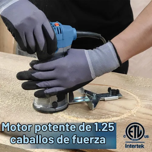 Vista 6 de Dobetter Herramienta de Router de Madera de 1.25HP, Router Eléctrico de Recorte de 6.5 Amperios, Router de Palma Compacto de 6 Velocidades Variables