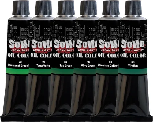 Vista 15 de Soho Urban Artist Juego de tubos de pintura al óleo de 24 a 0.4 fl oz, aceites de triple fresado con linaza refinada, aplicación suave, mezclas