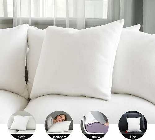 Vista 4 de Foamily Juego de 4 rellenos de almohada 100% algodón, 12 x 12 pulgadas, rellenos de almohada para almohadas decorativas para sofá y cama, relleno