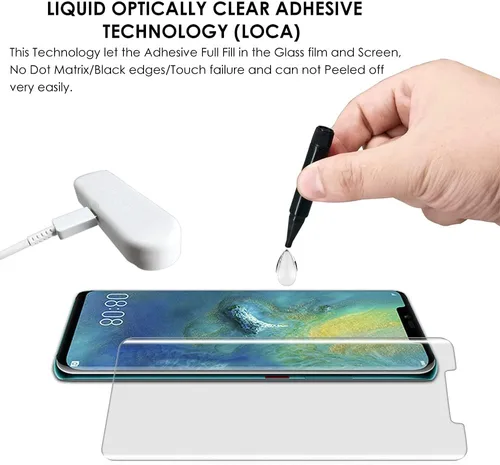 Vista 2 de Paquete de 3 protectores de pantalla para Huawei Mate 20 Pro, vidrio templado [juego UV], adhesivo de pantalla completa de borde a borde, reparación