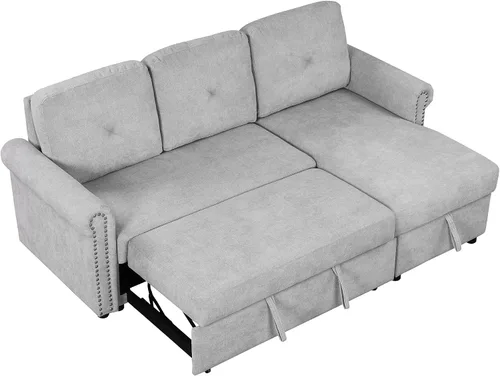 Vista 8 de Harper & Bright Designs Sofá cama moderno de 83 pulgadas, sofá modular convertible, sofá esquinero en forma de L de 3 plazas con diván de Gris (83")