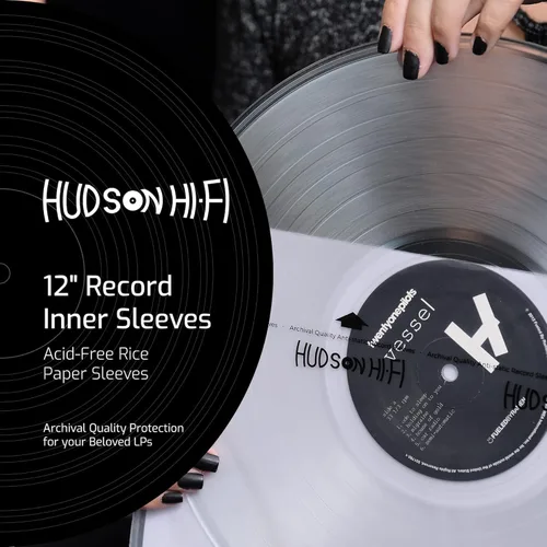 Vista 2 de Hudson Hi-Fi - Fundas interiores antiestáticas para discos de vinilo de 50 unidades - Fundas transparentes duraderas para discos - Protege tus