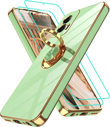 Vista 27 de Funda para Motorola Moto G 5G 2024: Funda Moto G Play 5G 2024 con 2 piezas de protectores de pantalla, soporte de anillo de rotación de 360°