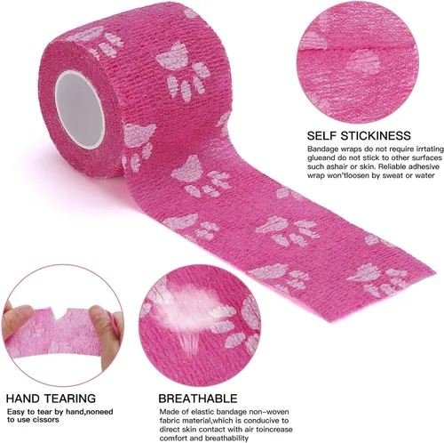 Vista 4 de Vet Wrap Vendaje Autoadherente Vendaje Cohesivo Cinta Multifunción para Perros Gatos Caballos Pájaros Animales No Tejida Cinta Deportiva Fuerte