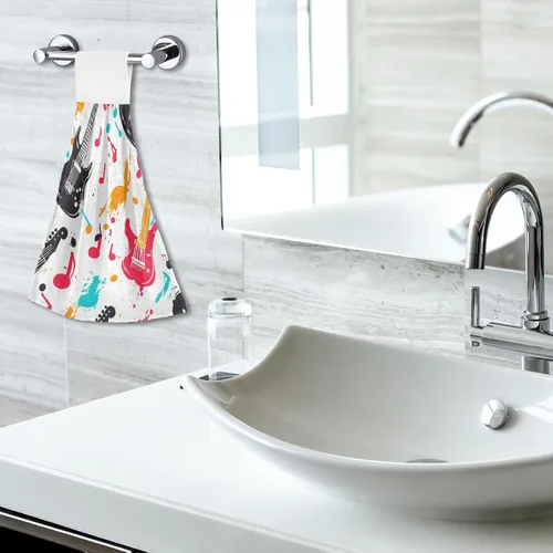 Vista 7 de Toalla de corbata de cocina toalla de baño lindo pangolín verde salvia retro musical rock blanco Sets escurridor de vasos para cocina