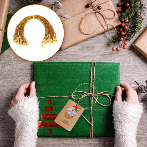 Vista 5 de 200 cuerdas para colgar adornos de Navidad, cuerda metálica de oropel a presión para árbol de Navidad, ganchos de cinta para festivales de fiesta