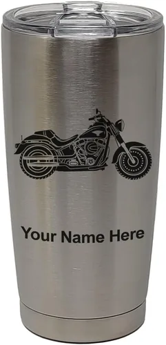 Vista 33 de LaserGram Vaso personalizado de 20 onzas, motocicleta (negro) Regalo grabado para motociclistas, acero inoxidable aislado al vacío, grabado