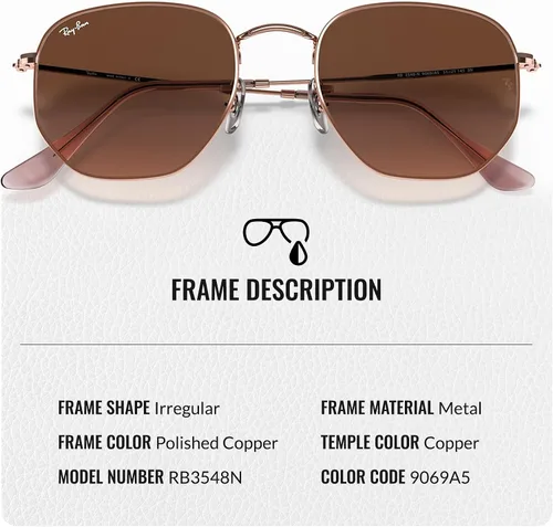 Vista 77 de Ray-Ban RB3548N Lentes planas hexagonales, gafas de sol cuadradas y redondas con kit oficial de gafas