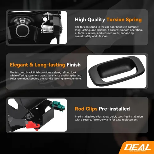 Vista 5 de Deal - Kit de reemplazo de montaje de manija y bisel para puerta trasera de camioneta (incluye clips de barra), compatible con Chevy Silverado GMC