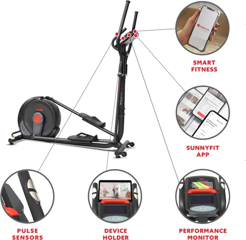Vista 3 de Sunny Health & Fitness Elliptical Silent Exercise Machine with Long Stride Negro