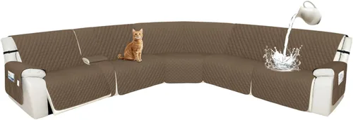 Vista 48 de Arfntevss Fundas de sofá modular reclinable, 100% impermeable, en forma de L, para sillón reclinable en forma de L, funda seccional lavable